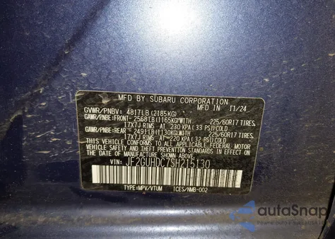 2025 Subaru Crosstrek Premium z USA, uszkodzony, nr VIN JF2GUHDC7SH215130
